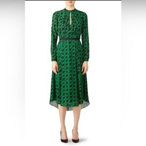 Hunter Bell Casper Women’s Midi Dress Green Geometric Size 8 Retail $540